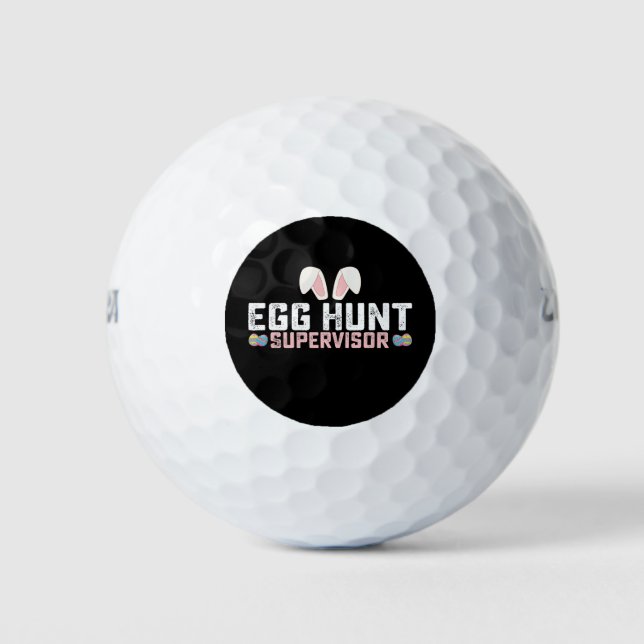 Egg Hunt Supervisor Funny Easter Bunny Rabbit Golf Balls (Front)