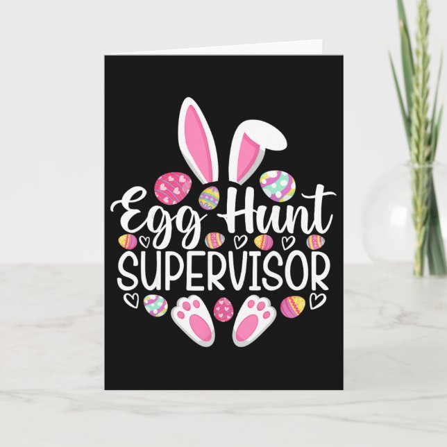 Egg Hunt Supervisor Funny Easter Day Egg Hunt Squa Card (Front)