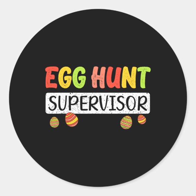 Egg Hunt Supervisor Matching Easter Rabbit Ears Eg Classic Round Sticker (Front)