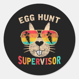 Egg Hunt Supervisor Retro Egg Hunting Party Mom Da Classic Round Sticker