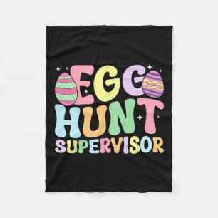 Egg Hunt Supervisor Retro Egg Hunting Party Mom Da Fleece Blanket