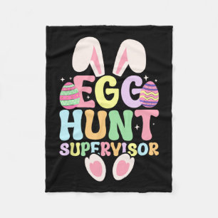 Egg Hunt Supervisor Retro Egg Hunting Party Mom Da Fleece Blanket