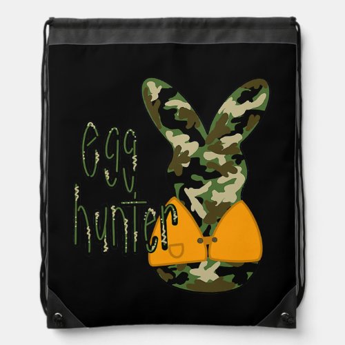 Egg Hunter Boy Easter Camo Hunting Easter Bunny Drawstring Bag