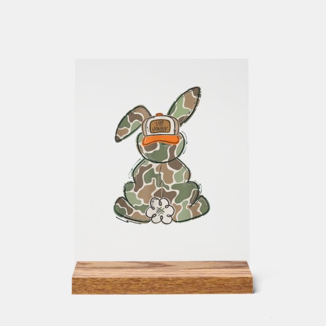 Egg Hunter Camo Easter Toddler Easter Day Camo Eas Acrylic Sign (Front)