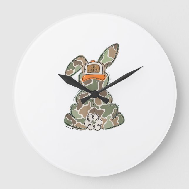 Egg Hunter Camo Easter Toddler Easter Day Camo Eas Large Clock (Front)