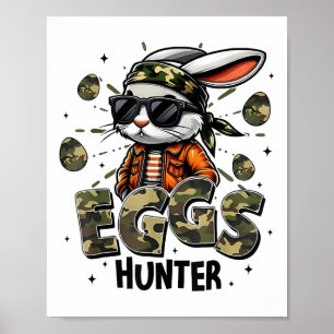 Egg Hunter Camo Hunter Happy Easter Day Kids Boys Poster
