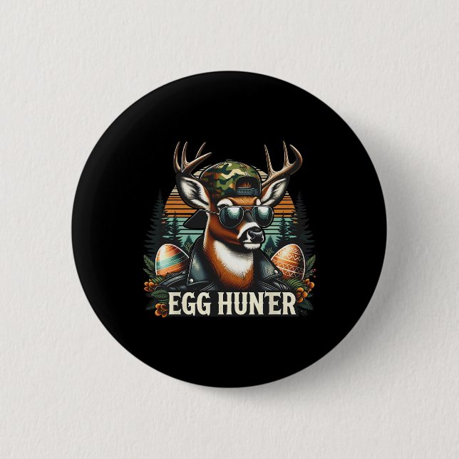 Egg Hunter Deer Buck Backward Cap Deer Hunting Eas Button (Front)
