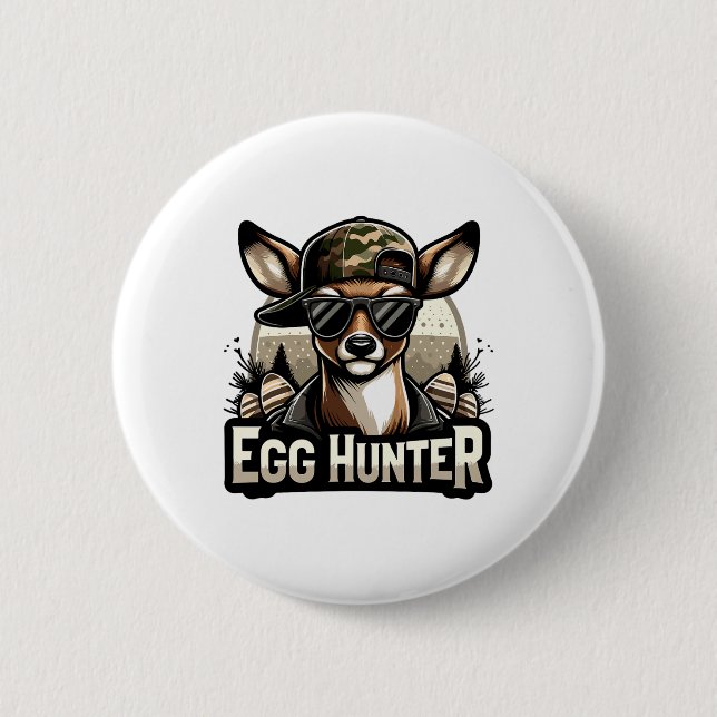 Egg Hunter Deer Buck Backward Cap Deer Hunting Eas Button (Front)