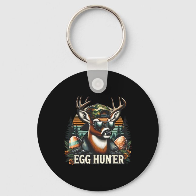 Egg Hunter Deer Buck Byckward Cap Deer Hunting Eas Keychain (Front)