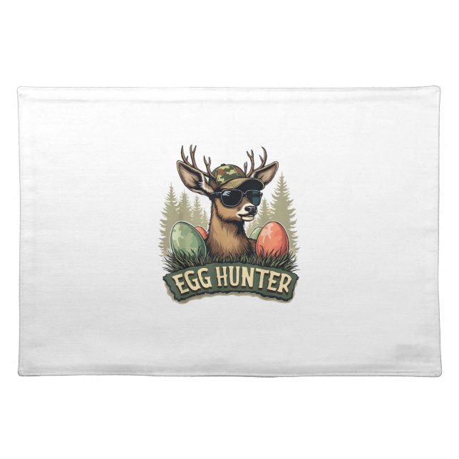 Egg Hunter Deer Buck Happy Easter Day Eggs Boys Ki Cloth Placemat (Front)