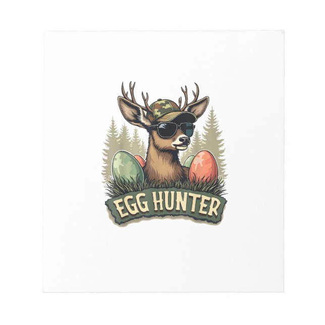 Egg Hunter Deer Buck Happy Easter Day Eggs Boys Ki Notepad (Front)