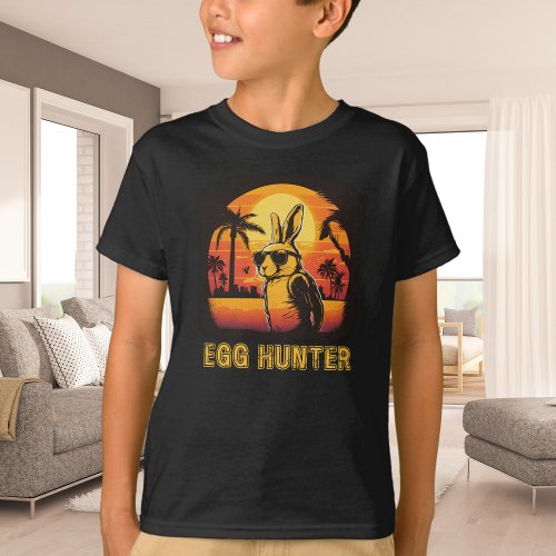 Egg Hunter Easter Bunny with Sunglasses Retro T_Shirt