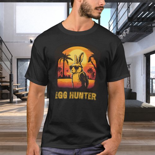 Egg Hunter Easter Bunny with Sunglasses Retro T_Shirt