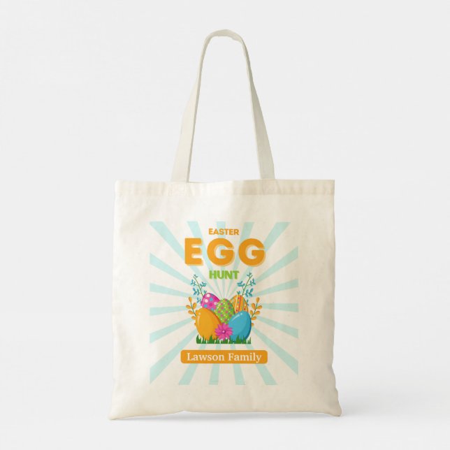 Egg Hunter Personalized Easter Egg Kids Tote Bag (Back)