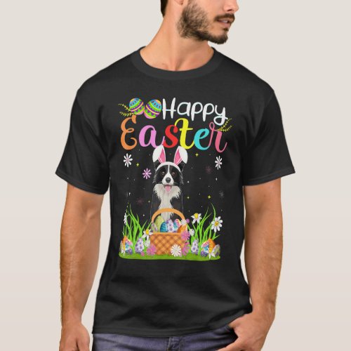 Egg Hunting Bunny Border Collie Dog Happy Easter 1 T_Shirt