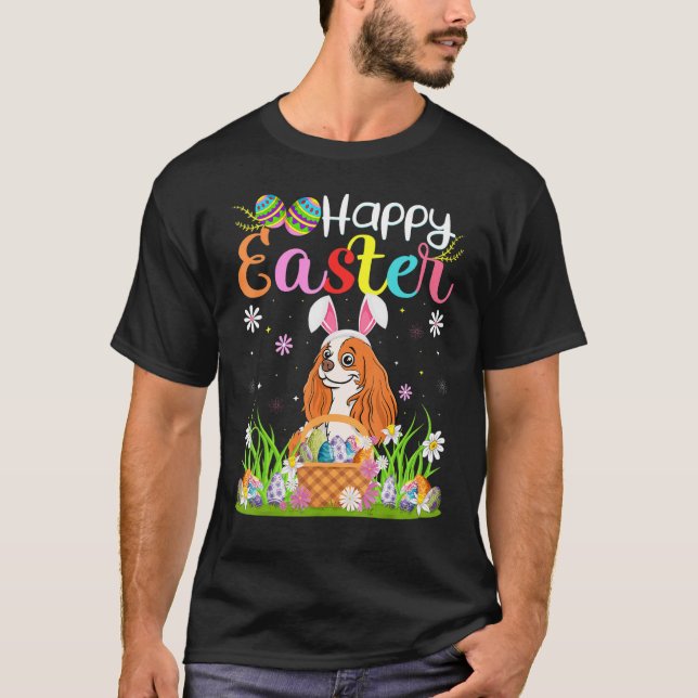 Egg Hunting Bunny Cavalier King Charles Spaniel Do T-Shirt (Front)