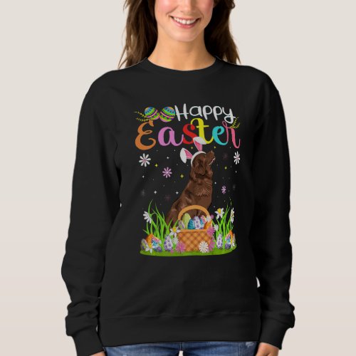 Egg Hunting Bunny Newfoundland Dog Happy Easter Sweatshirt