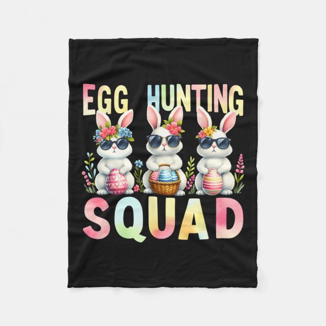 Egg Hunting Squad Easter Day Bunny Egg Hunt Happy  Fleece Blanket (Front)