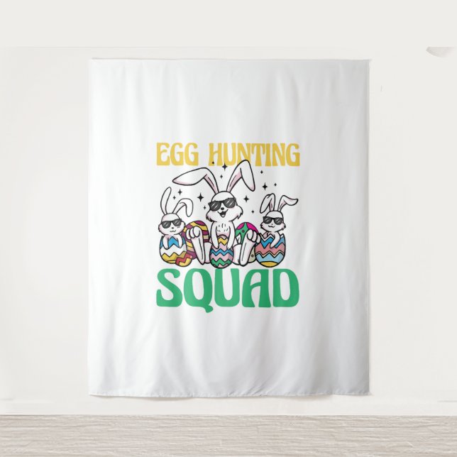 Egg Hunting Squad Easter Funny Kid Easter Egg Hunt Tapestry (Front)