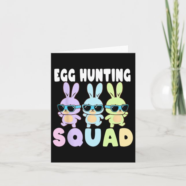 Egg Hunting Squad Funny Easter Bunnies Egg Hunt  Card (Front)