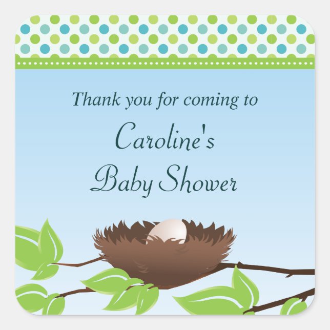 Egg in Birds Nest Baby Shower Thank You  Sticker (Front)