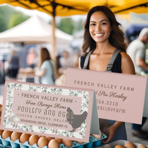 Egg  Label Botanical Hen Eggs Rose Farmhouse Table Tent Sign