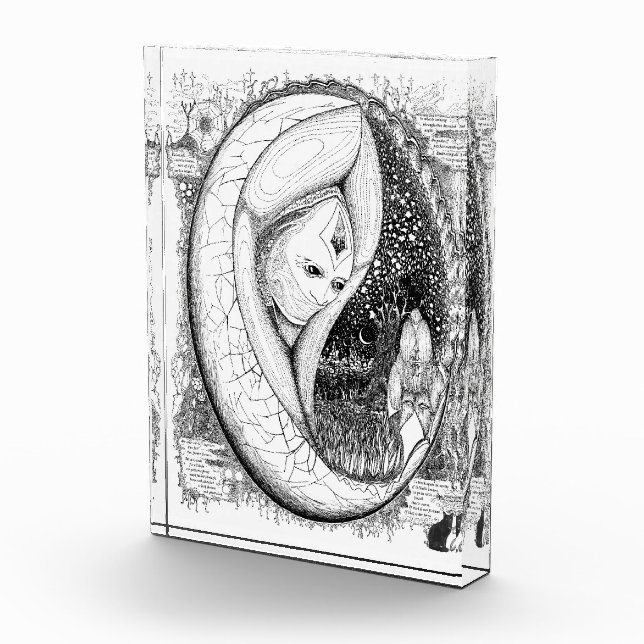Egg Line Illustration Acrylic Block (Right)