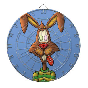 egg mad easter bunny funny cartoon drawing dartboard