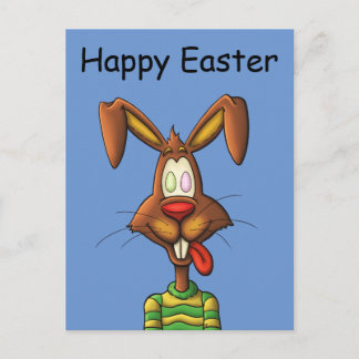 egg mad easter bunny funny cartoon drawing holiday postcard