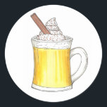 Egg Nog Eggnog Christmas Warm Winter Holiday Drink Classic Round Sticker<br><div class="desc">Sticker features an original marker illustration of a mug of delicious egg nog. Perfect for Christmas mailings or craft projects!

This illustration is also available on other products. Don't see what you're looking for? Need help with customization? Contact Rebecca to have something designed just for you.</div>