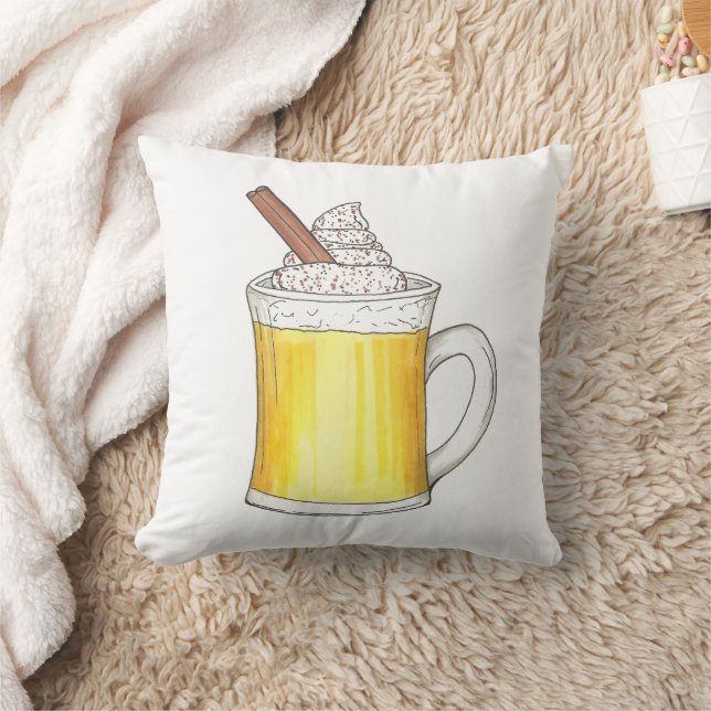 Egg Nog Eggnog Christmas Winter Holiday Drink Throw Pillow (Blanket)