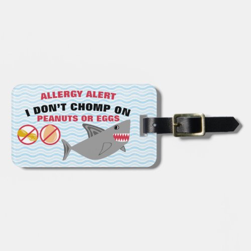 Egg Peanut Allergy Alert Shark for Medical Kit Luggage Tag
