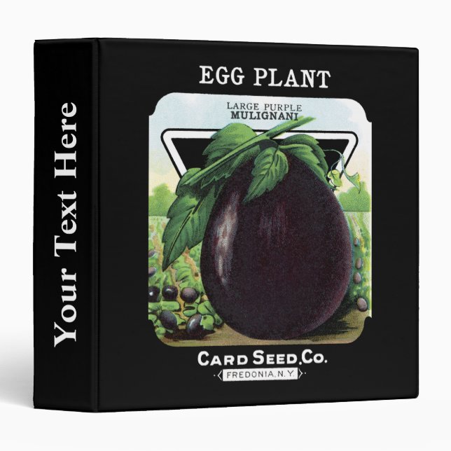 Egg Plant Seed Packet Label 3 Ring Binder (Front/Spine)
