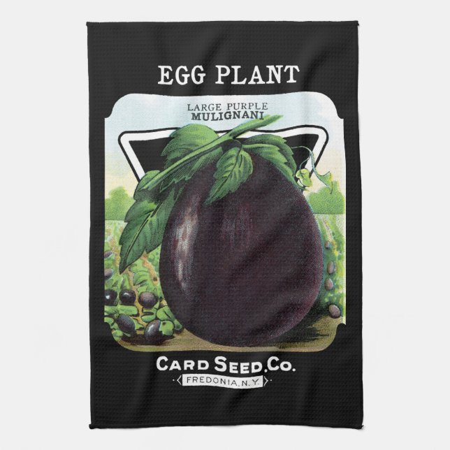 Egg Plant Seed Packet Label Kitchen Towel (Vertical)