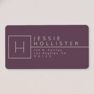 Egg Plant & Silver Rust Monogrammed Return Address Label