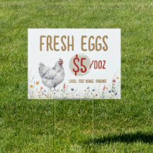 Egg Price Sign Farm Fresh Eggs Watercolor Grey Hen