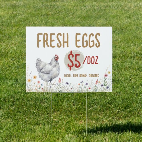 Egg Price Sign Farm Fresh Eggs Watercolor Grey Hen