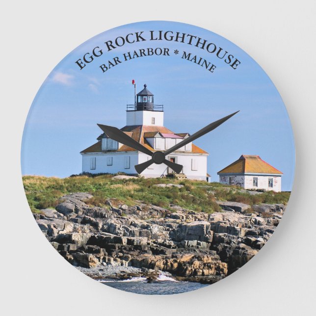 Egg Rock Lighthouse, Bar Harbor Maine Round Clock (Front)