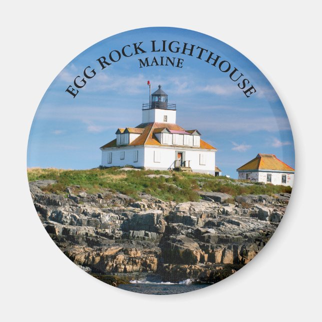 Egg Rock Lighthouse, Bar Harbor Maine Round Magnet (Front)