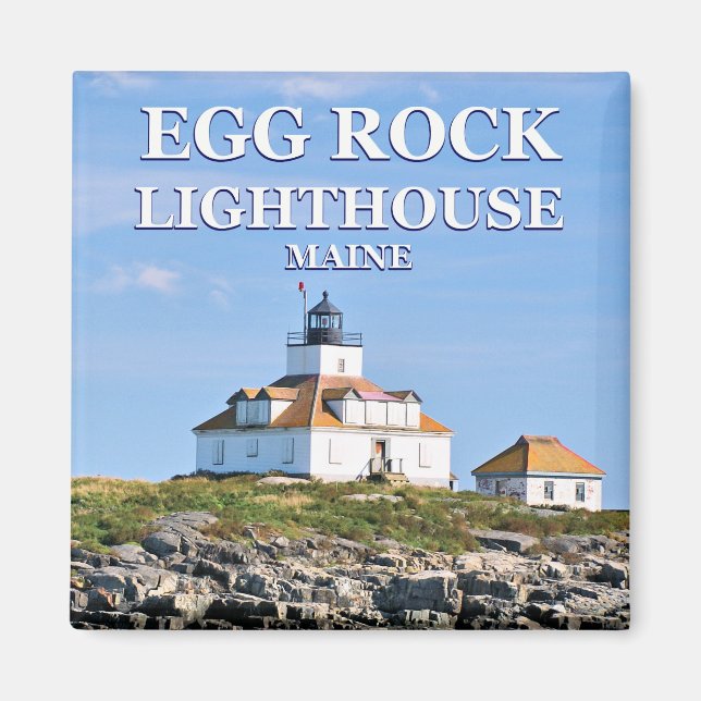 Egg Rock Lighthouse Bar Harbor Maine Square Magnet (Front)