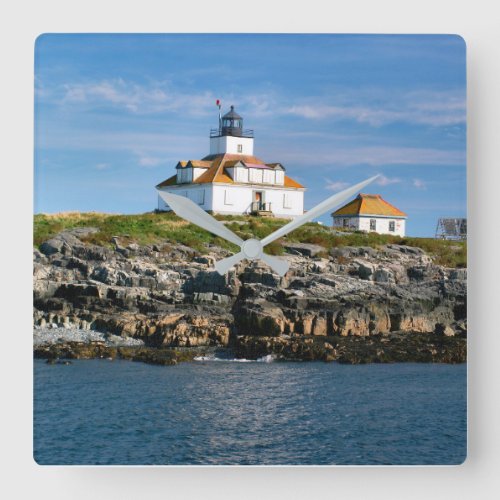 Egg Rock Lighthouse Bar Harbor Maine Square Wall Clock