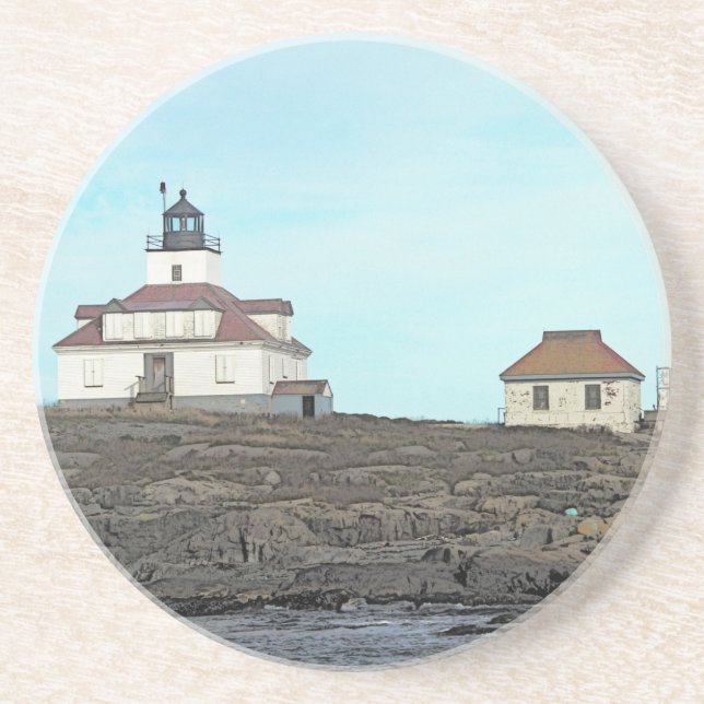 Egg Rock Lighthouse Drink Coaster (Front)