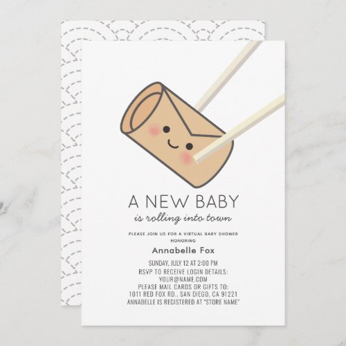 Egg Roll Kawaii Virtual Baby Shower Invitation