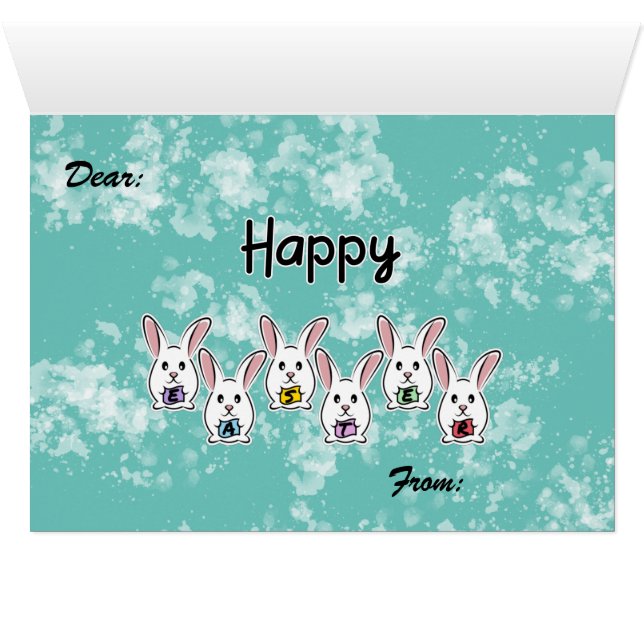 Egg Shaped Easter Rabbits Cards (Inside Horizontal (Bottom))