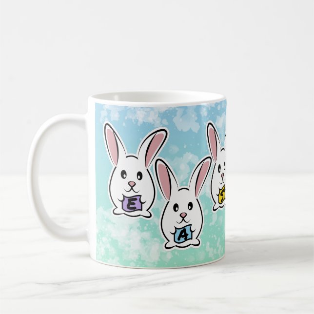 Egg Shaped Easter Rabbits Coffee Mug (Left)