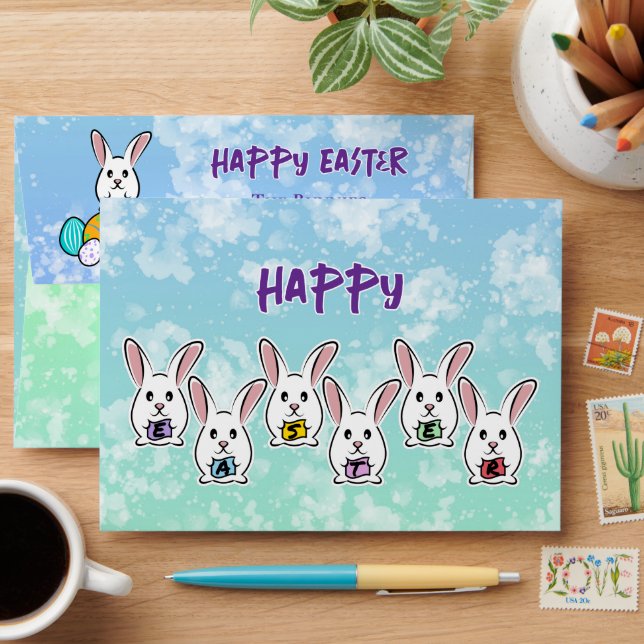 Egg-shaped Easter Rabbits Envelope (Desk)
