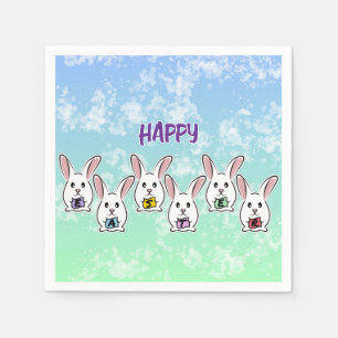 Egg Shaped Easter Rabbits Napkins