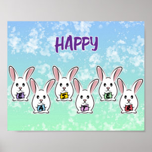 Egg Shaped Easter Rabbits Poster