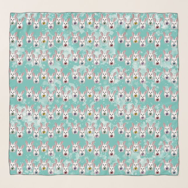 Egg Shaped Easter Rabbits Scarf (Front)