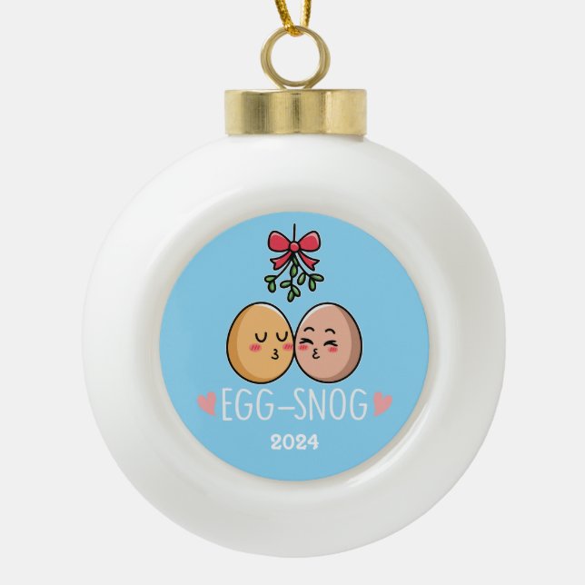 Egg-Snog Ceramic Ball Christmas Ornament (Front)